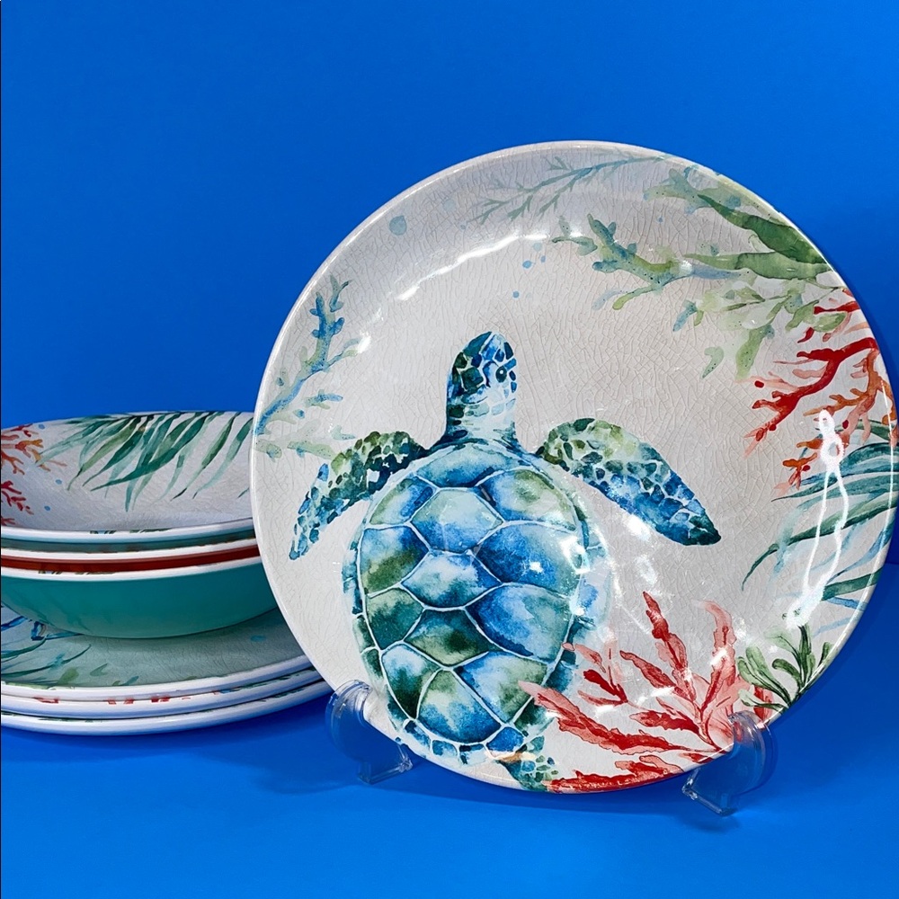 The Food Network New Sea-life Melamine Dinner plate set of 7